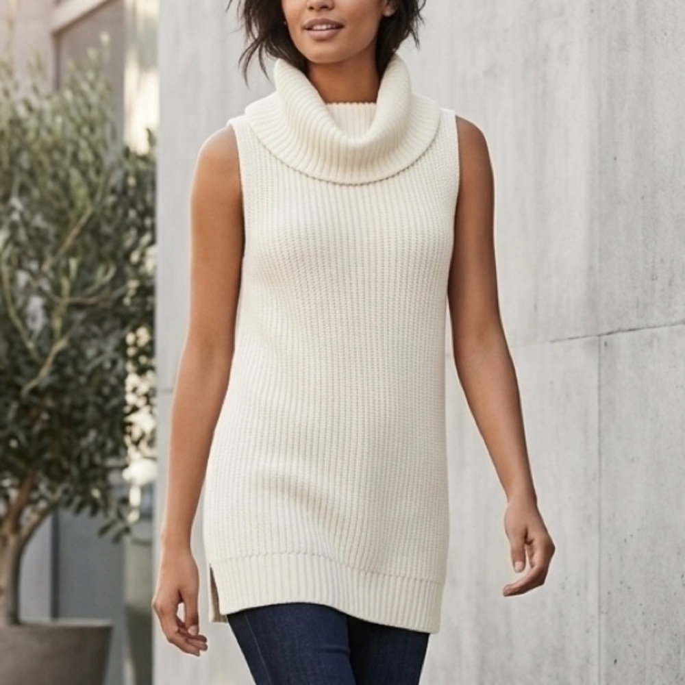 MICHAEL KORS Cream Sleeveless Cowl Neck Tunic Sweater Size Small